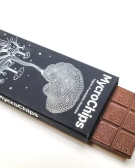 mycrochips chocolate bar on a white surface