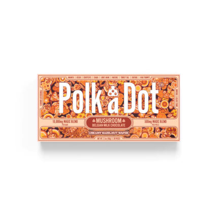 polka dot chocolate bar on white surface
